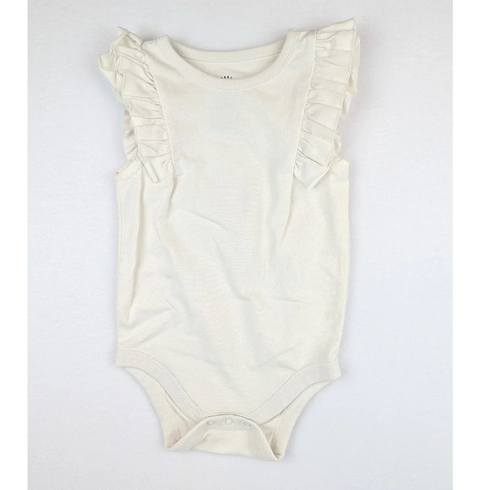 Cat & Jack Baby Girls 12M Ruffle Bodysuit and Floral Halter Romper Bundle 2pc